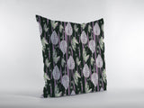 18” Black Purple Fall Leaves Zippered Suede Throw Pillow