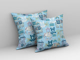 18" Sky Blue Tribal Indoor Outdoor Zip Throw Pillow