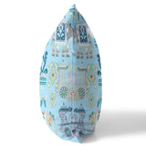 18" Sky Blue Tribal Indoor Outdoor Zip Throw Pillow