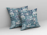 16" Gray White Tribal Indoor Outdoor Zip Throw Pillow