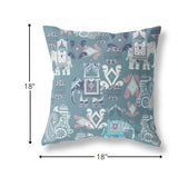 18" Gray White Tribal Indoor Outdoor Zip Throw Pillow