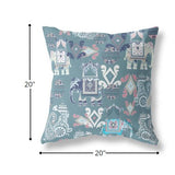 18" Gray White Tribal Indoor Outdoor Zip Throw Pillow