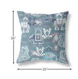 18" Gray White Tribal Indoor Outdoor Zip Throw Pillow