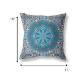 16” Blue Pink Jewel Indoor Outdoor Zippered Throw Pillow