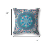 18” Blue Pink Jewel Indoor Outdoor Zippered Throw Pillow