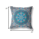 18” Blue Pink Jewel Indoor Outdoor Zippered Throw Pillow