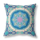 16” Blue Turquoise Jewel Indoor Outdoor Zippered Throw Pillow