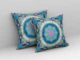 16” Blue Turquoise Jewel Indoor Outdoor Zippered Throw Pillow