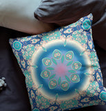 16” Blue Turquoise Jewel Indoor Outdoor Zippered Throw Pillow