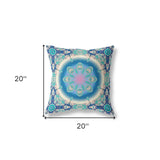 18” Blue Turquoise Jewel Indoor Outdoor Zippered Throw Pillow