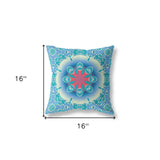 16” Turquoise Pink Jewel Indoor Outdoor Zippered Throw Pillow