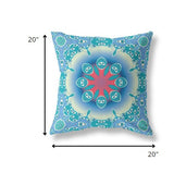 18” Turquoise Pink Jewel Indoor Outdoor Zippered Throw Pillow