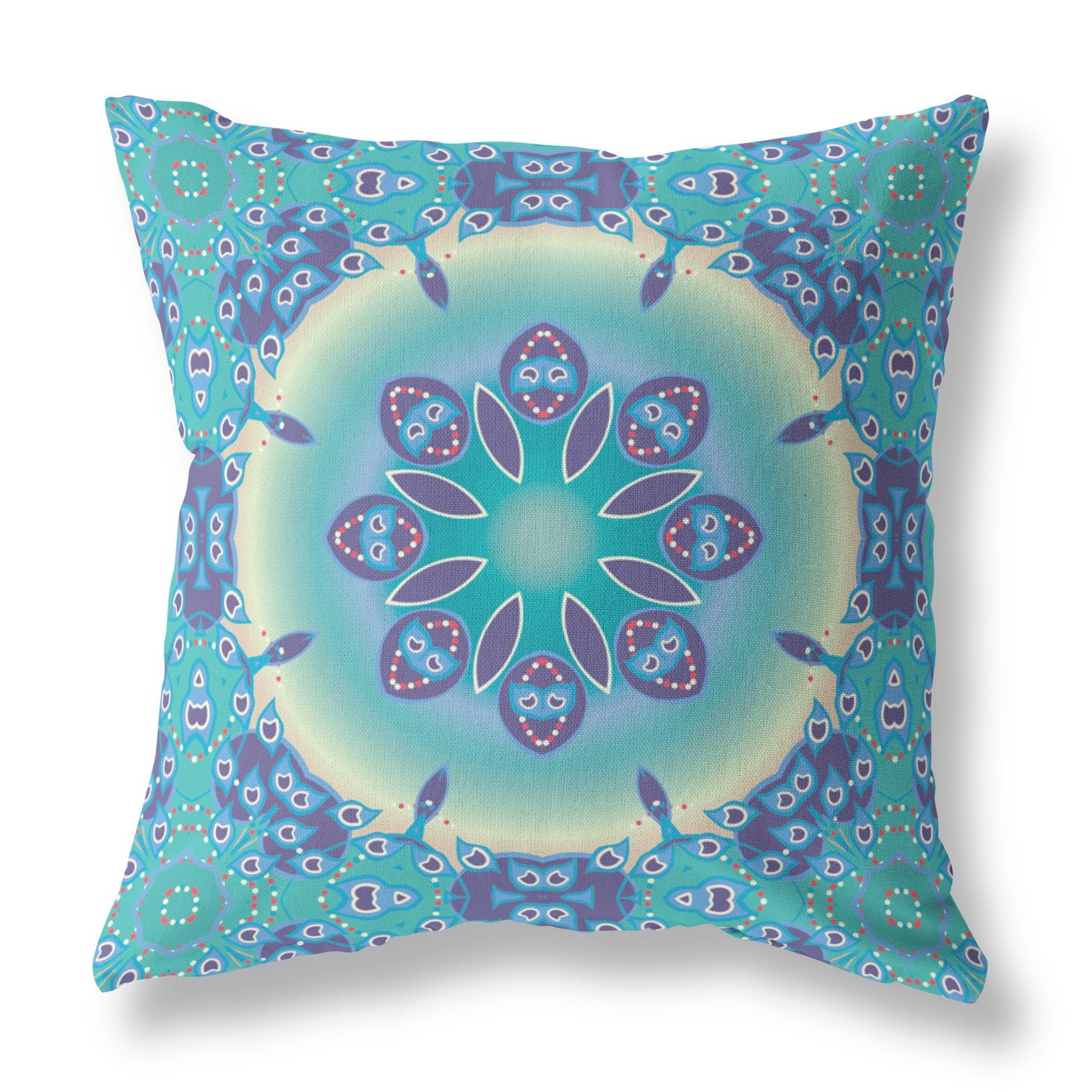 16” Green Blue Jewel Indoor Outdoor Zippered Throw Pillow