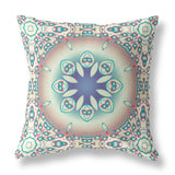 18” Mauve Blue Jewel Indoor Outdoor Zippered Throw Pillow