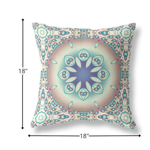 18” Mauve Blue Jewel Indoor Outdoor Zippered Throw Pillow