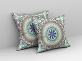 18” Mauve Blue Jewel Indoor Outdoor Zippered Throw Pillow