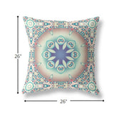 18” Mauve Blue Jewel Indoor Outdoor Zippered Throw Pillow