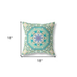 18” Turquoise Olive Jewel Indoor Outdoor Zippered Throw Pillow