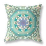 18” Turquoise Olive Jewel Indoor Outdoor Zippered Throw Pillow