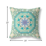 18” Turquoise Olive Jewel Indoor Outdoor Zippered Throw Pillow