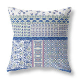 18” Blue Lavender White Patch Indoor Outdoor Zippered Throw Pillow