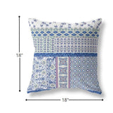 18” Blue Lavender White Patch Indoor Outdoor Zippered Throw Pillow