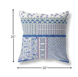 18” Blue Lavender White Patch Indoor Outdoor Zippered Throw Pillow