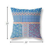 18” Blue Yellow Patch Indoor Outdoor Zippered Throw Pillow