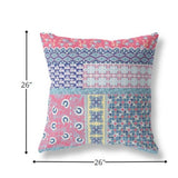 18” White Pink Patch Indoor Outdoor Zippered Throw Pillow