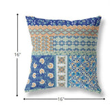 16” Navy Orange Patch Indoor Outdoor Zippered Throw Pillow