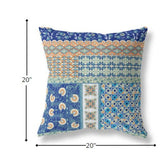 18” Navy Orange Patch Indoor Outdoor Zippered Throw Pillow