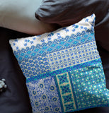 16” Turquoise Blue Patch Indoor Outdoor Zippered Throw Pillow