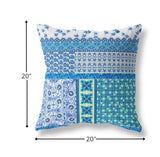 18” Turquoise Blue Patch Indoor Outdoor Zippered Throw Pillow