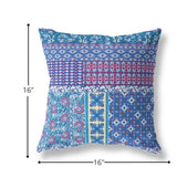 16” Navy Plum Patch Indoor Outdoor Zippered Throw Pillow