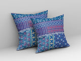 18” Navy Plum Patch Indoor Outdoor Zippered Throw Pillow