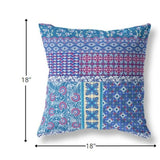 18” Navy Plum Patch Indoor Outdoor Zippered Throw Pillow