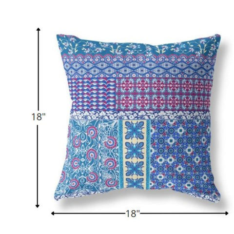 18” Navy Plum Patch Indoor Outdoor Zippered Throw Pillow