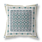 16” White Green Block Indoor Outdoor Zippered Throw Pillow