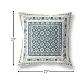 18” White Green Block Indoor Outdoor Zippered Throw Pillow