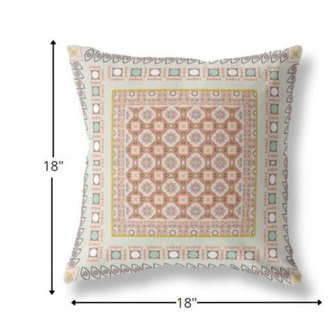 18” White Orange Block Indoor Outdoor Zippered Throw Pillow