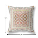 18” White Orange Block Indoor Outdoor Zippered Throw Pillow