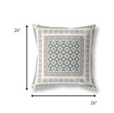 18” White Blue Block Indoor Outdoor Zippered Throw Pillow