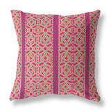 16"x16" Pink And Green Zippered BroadCloth Trellis Throw Pillow