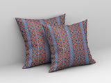 18"x18" Blue And Red Zippered BroadCloth Trellis Throw Pillow