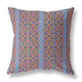 18"x18" Blue And Red Zippered BroadCloth Trellis Throw Pillow