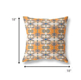 18” Orange Blue Patterned Indoor Outdoor Zippered Throw Pillow