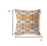 18” Orange Blue Patterned Indoor Outdoor Zippered Throw Pillow