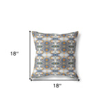 18"x18" Gray Orange Blue Zippered Broadcloth Damask Throw Pillow