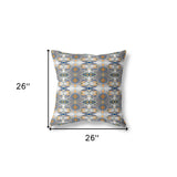 18"x18" Gray Orange Blue Zippered Broadcloth Damask Throw Pillow