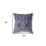 18" X 18" Blue And Pink Zippered Damask Indoor Outdoor Throw Pillow